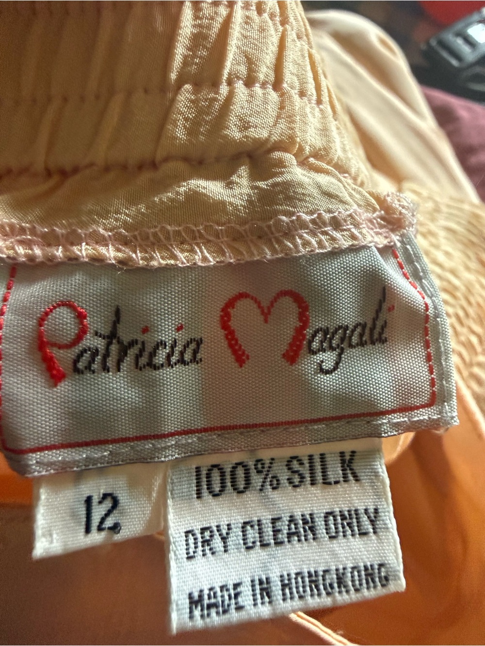 Vintage peach 100% silk skirt Patricia Magali 12 - Picture 2 of 4